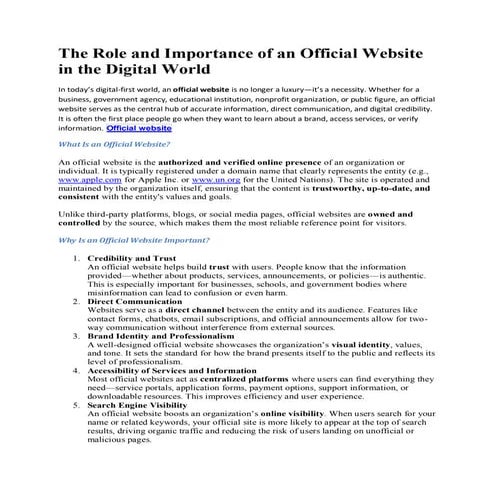 The Role and Importance of an Official Website in the Digital World | PDF