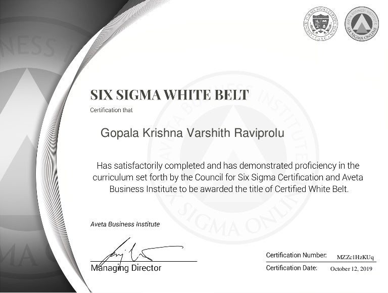 Six Sigma White Belt Certification Six Sigma White Belt Certification