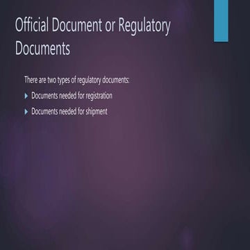 Official Document or Regulatory Documents for export and import business
