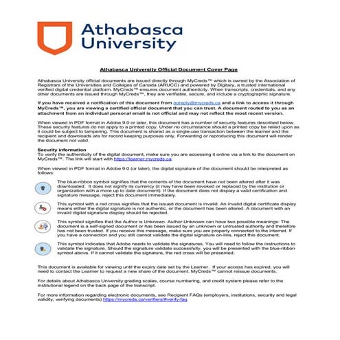 Official Transcript Athabasca University Deepak (Danny) Singh July 18 ...