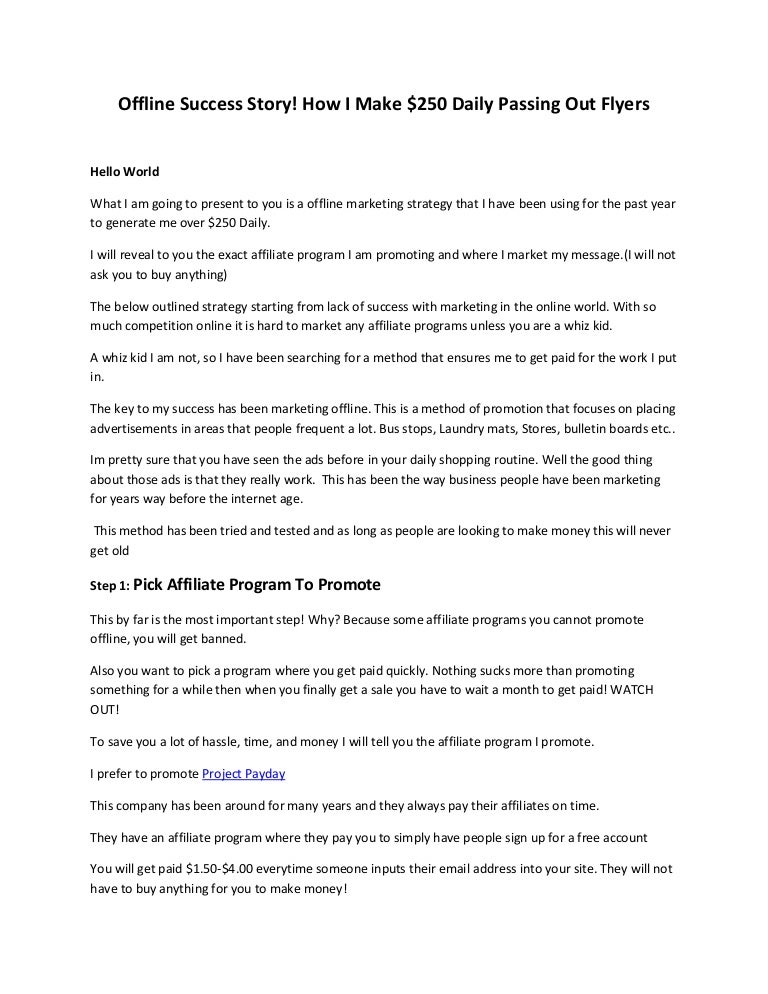 how i make 250 daily passing out flyers affiliate programs flyers