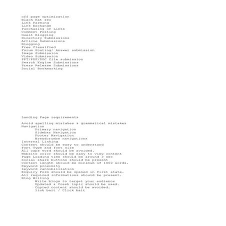 Offpage Activities List
