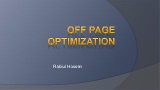 Off page optimization