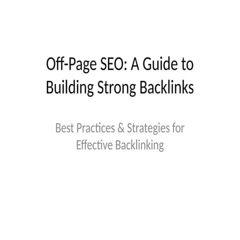 Off Page SEO and Backlinking Techniques explained