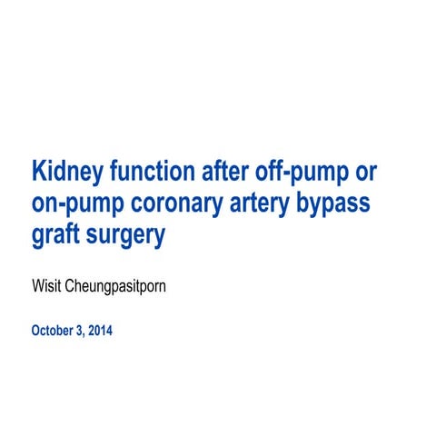 Renal Function After Off-Pump CABG: Journal Club