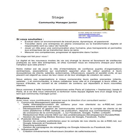 Fiche de poste webmaster - ONG Aina | PDF