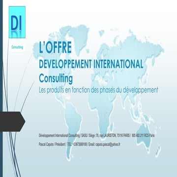 Offre produits  developpement international  consulting