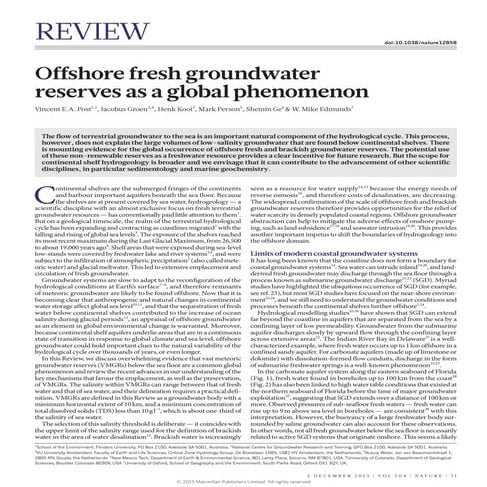 Offshore fresh groundwater reserves as a global phenomenon