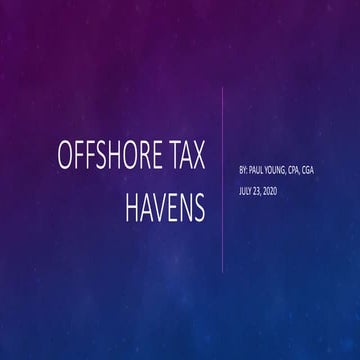 Closing down of Tax Havens