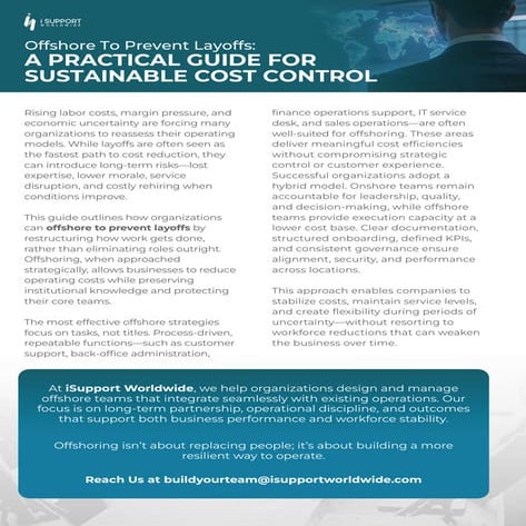 Offshore to Prevent Layoffs: A Practical Guide for Sustainable Cost ...