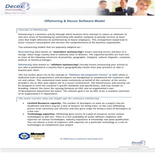 Offshoring & Decos Software Model