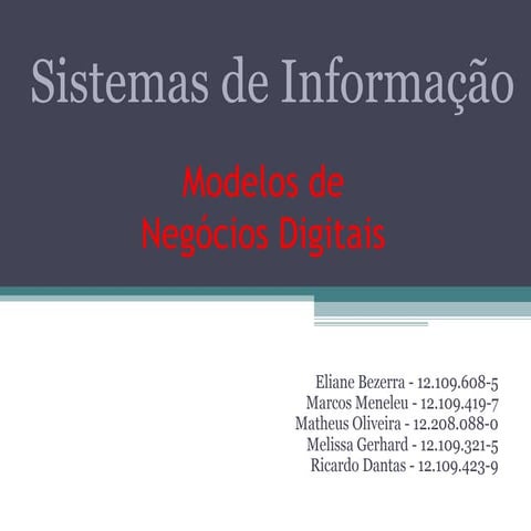 Modelos de Negocios Digitais | PPT