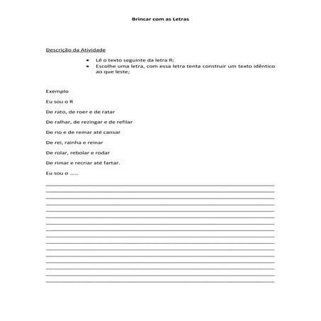 Oficina brincar com as letras