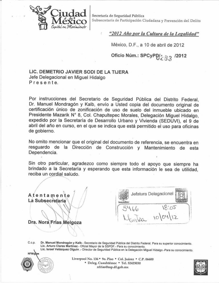 Oficio 11 de abril de 2012