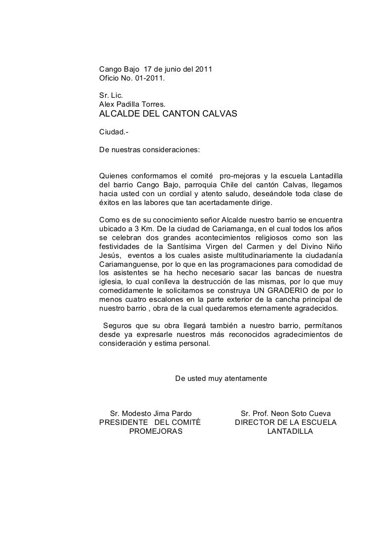 Oficio alcalde del canton calvas
