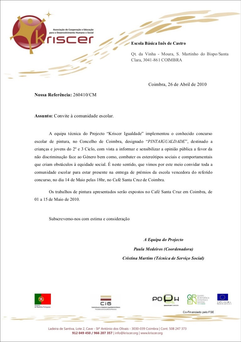 Oficio convite à comunidade escolar