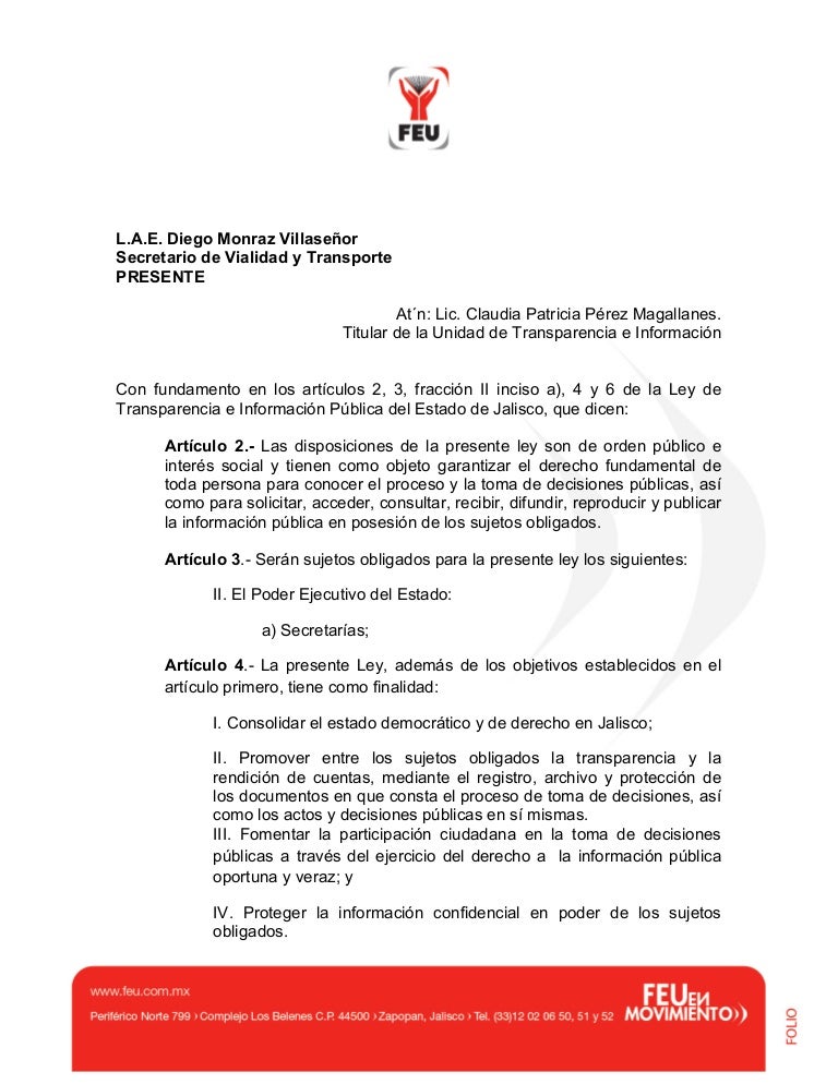 Oficio de solicitud de informacion Oficio de solicitud de informacion