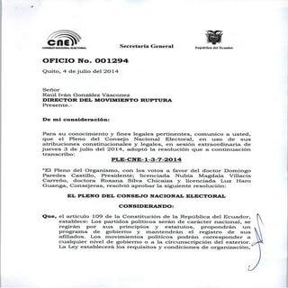 Oficio no. 001294 cne cancela regis...
