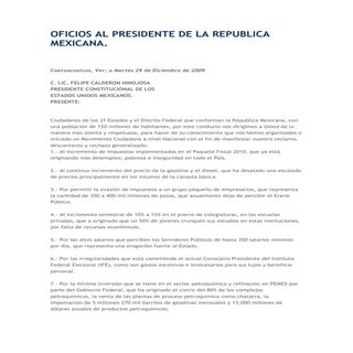 Oficios al presidente de la republi...