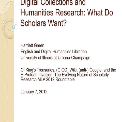 Digital collections and humanities research