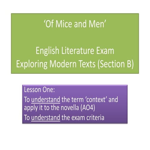 Of Mice and Men - Literature Exam