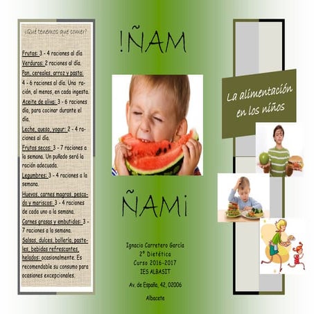 Folleto Alimentacion saludable en niños
