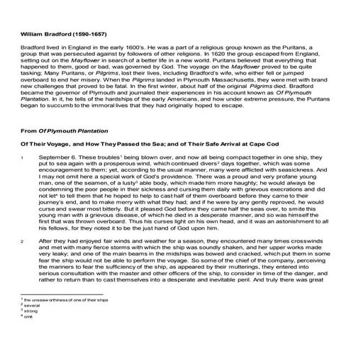 Of plymouth plantation excerpt