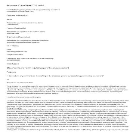Ofqual-Regulatory framework for apprenticeship assessment | PDF