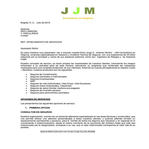 Ofrecimiento Servicios Web Linkedin