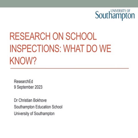 Research on school inspections: What do we know?
