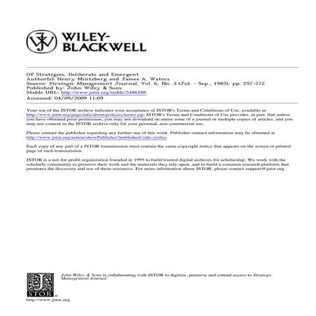 Of strategies deliberate and emergent - Henry Mintzberg