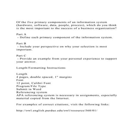 Of the five primary components of an information system (hardwar.docx