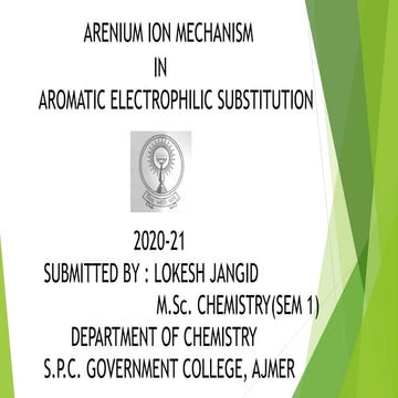 Arenium Ion Mechanism in Aromatic Electrophilic Substitution 