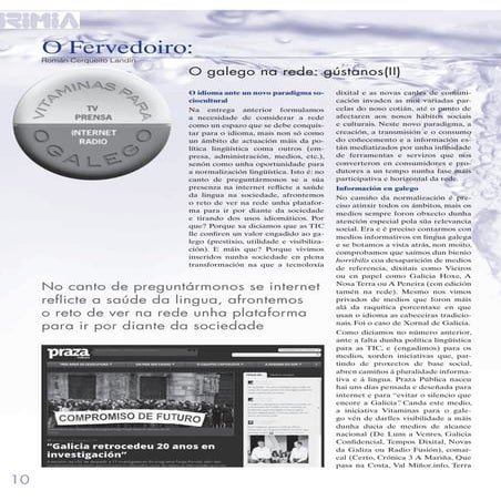 O galego na rede: gústanos (II). Irimia, nº 848