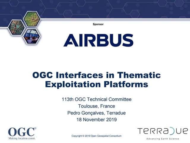 OGC Interfaces in Thematic Exploitation Platforms