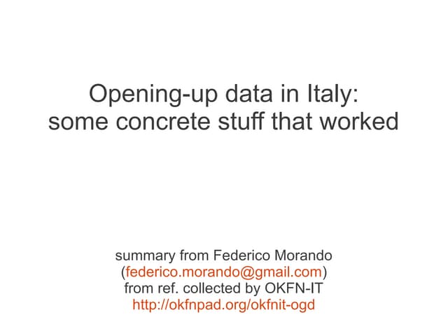 OGDC2011 update about Italy