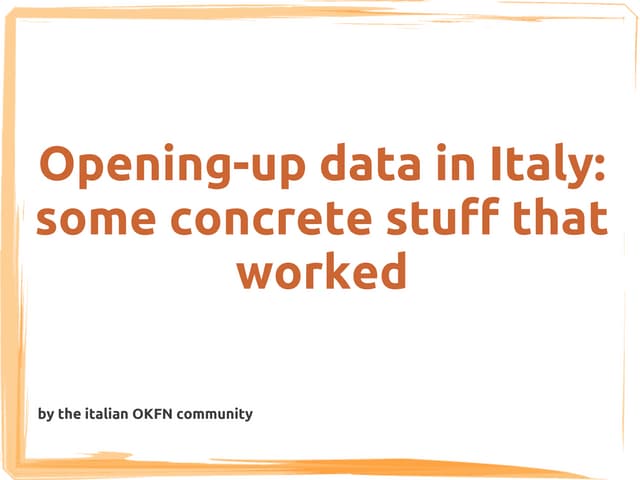 OGDC2011 update about Italy (the presented one)