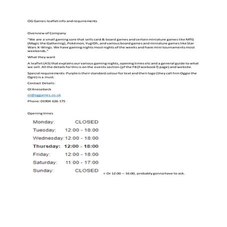 Og games leaflet info and requirements