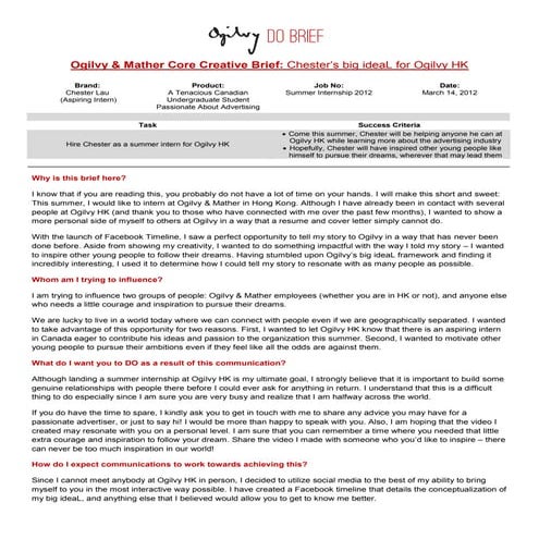 Ogilvy DO Brief - Chester's big ideaL