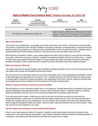 Ogilvy DO Brief - Chester's big ideaL