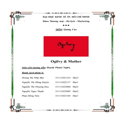 PHÂN TÍCH CHIẾN DỊCH QUẢNG CÁO CỦA Ogilvy & Mather 
