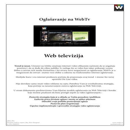 Oglasavanje na webtv