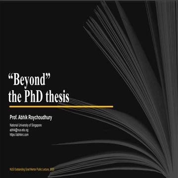 Beyond PhD thesis - Public Lecture on PhD mentoring