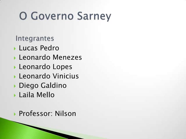 O Governo Sarney (1885 1990)