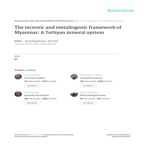 The Tectonic and Metallogenic Framework of Myanmar: A Tethyan mineral ...