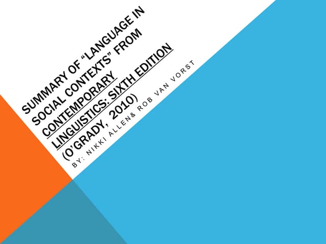 Language in Social Contexts
