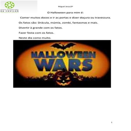 O halloween miguel 3 ano