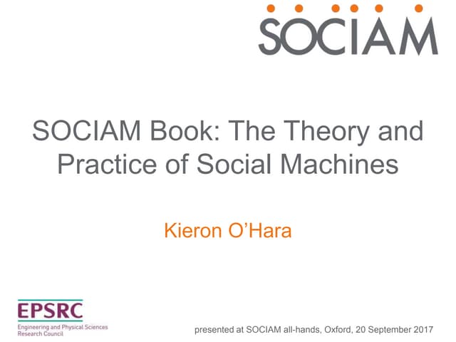 SOCIAM Book: The Theory and Practice of Social Machines