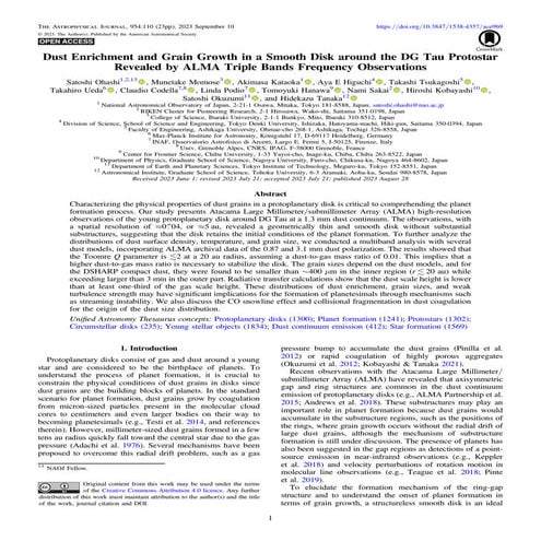 Dust Enrichment and Grain Growth in a Smooth Disk around the DG Tau Protostar...