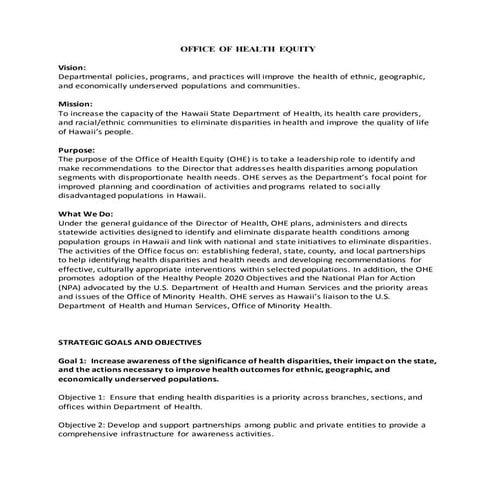 Office of Health Equity Goals Draft 10